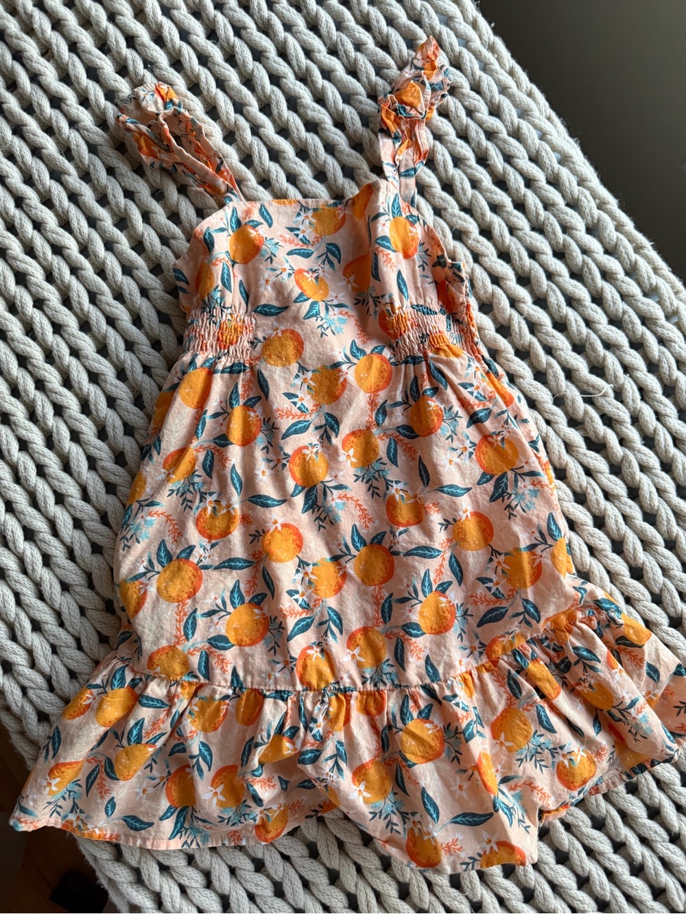 Girls' Orange Print Ruffle Sundress - Unbranded